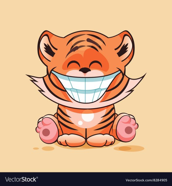 Нарисованный Тигренок с разными эмоциями