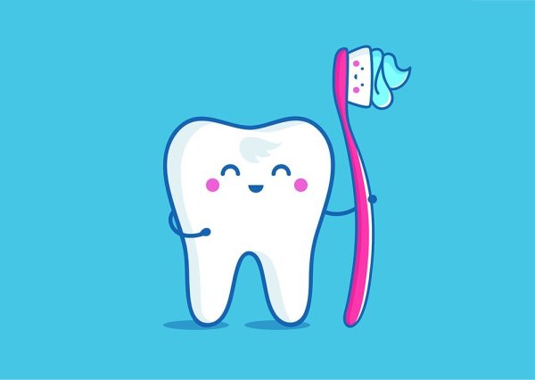 Зуб с щеткой