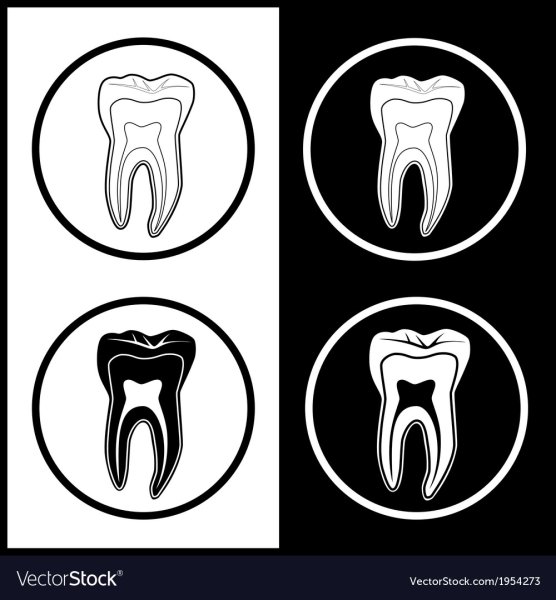 Зуб черно белый