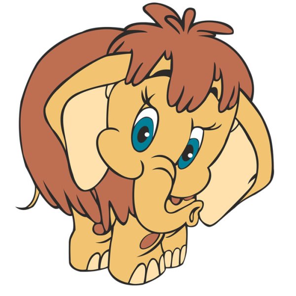 Мамонтенок на белом фоне