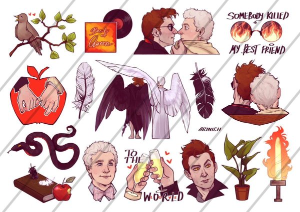Наклейки good Omens