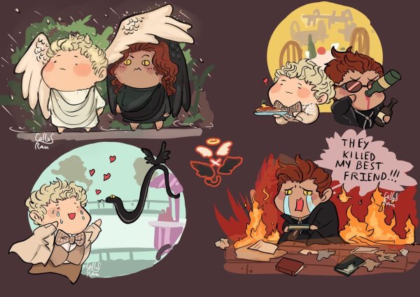 Благие знамения Кроули и цветы