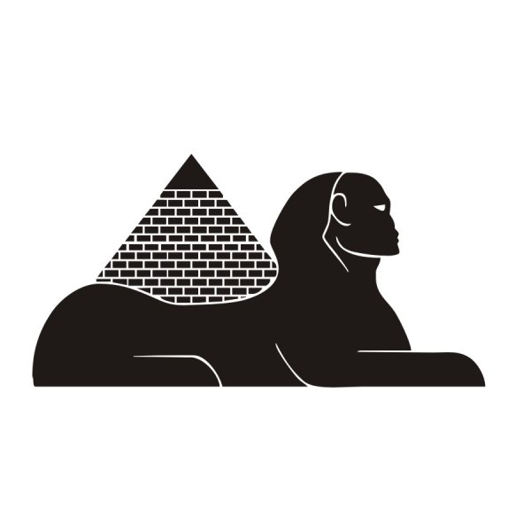 Вектор черный пирамида Египта сфинкс