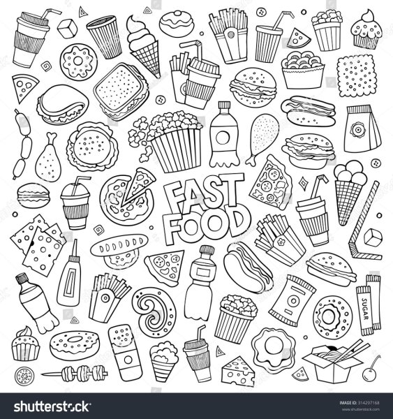 Раскраски антистресс еда фаст фуд