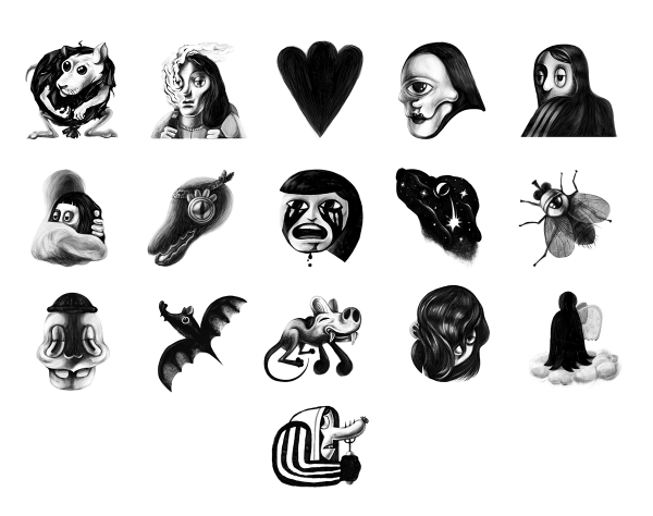 Стикеры чёрно белые