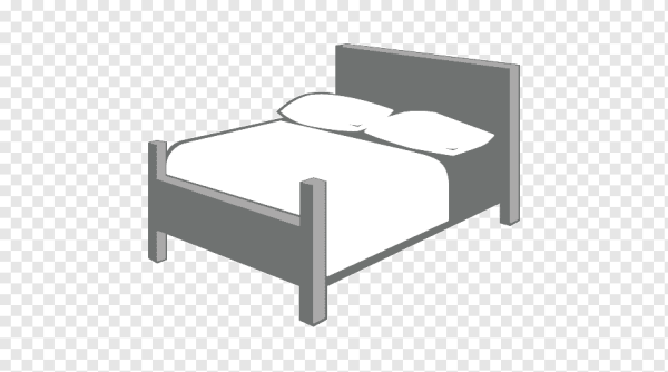 Голубая кровать на белом фоне