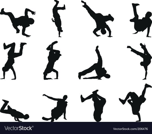 Силуэты людей в танце брейгданс