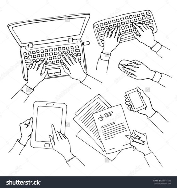 Руки на клавиатуре вектор