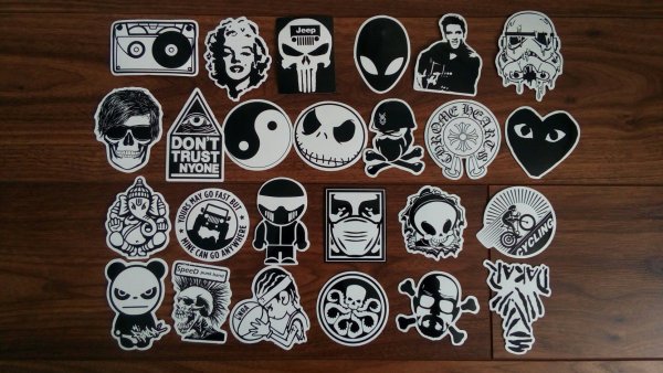 Стикеры наклейки черно белые