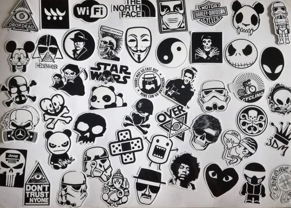 Наклейки черно белые