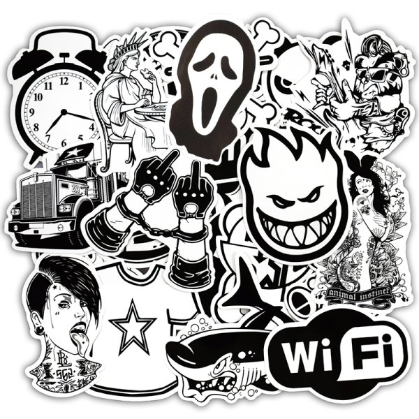 Стикеры чёрно белые