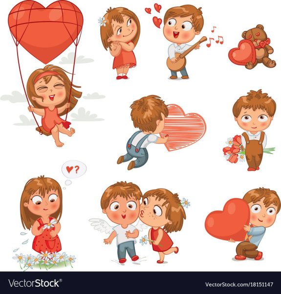 Сердечки мальчик и девочка