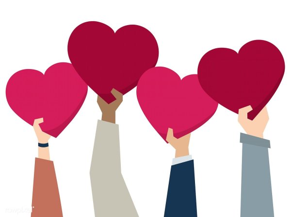 Два человечка с сердечком в руках