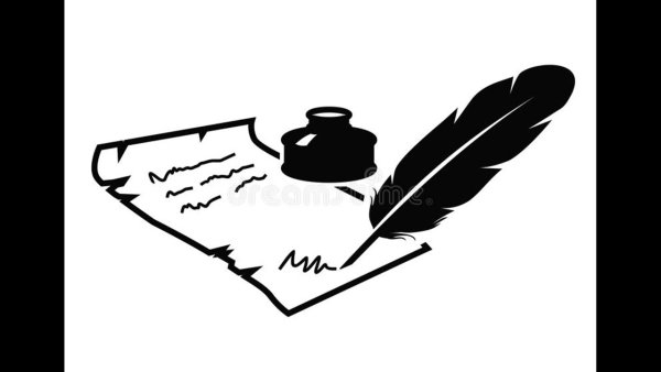Перо и чернильница силуэт