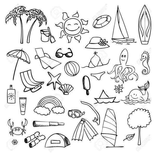 Раскраска для наклеек летние