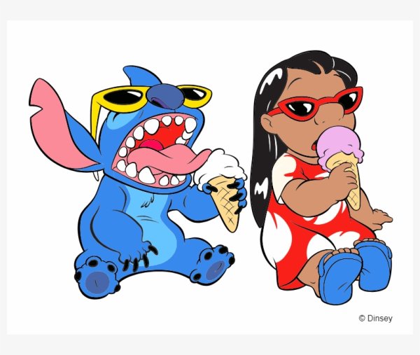 Лило и Стич едят мороженое