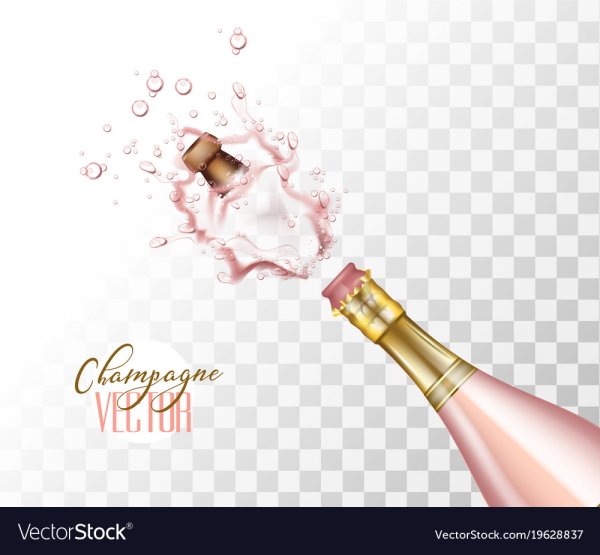 Розовое шампанское на прозрачном фоне