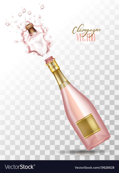 Розовое шампанское на прозрачном фоне