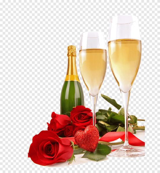 Бутылка шампанского и два бокала