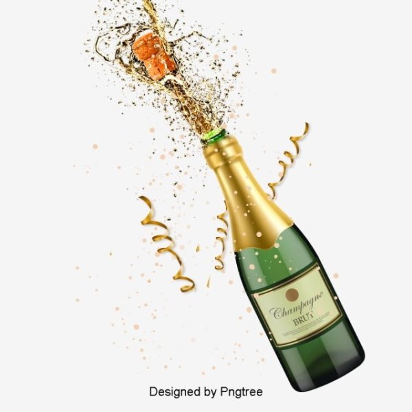 Бутылка шампанского с брызгами