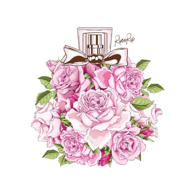 Духи с цветами акварель