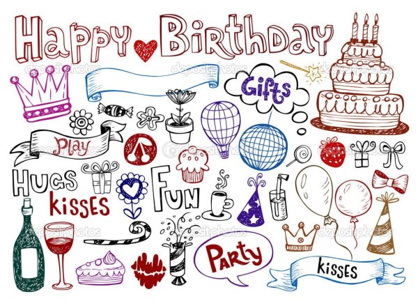 Happy Birthday надпись без фона