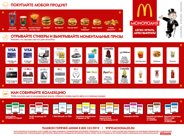 Монополия макдональдс призы