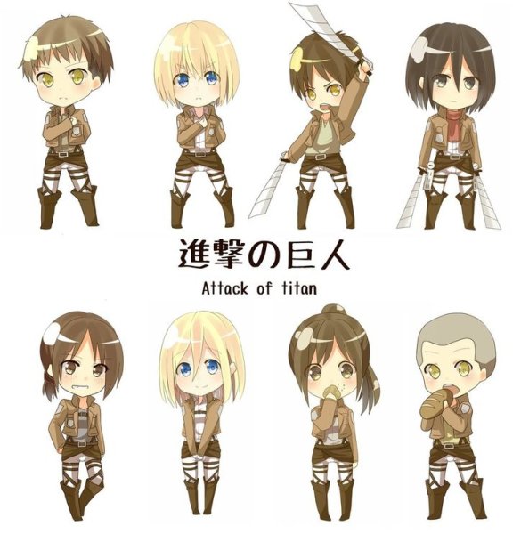 Атака титанов Чиби наклейки