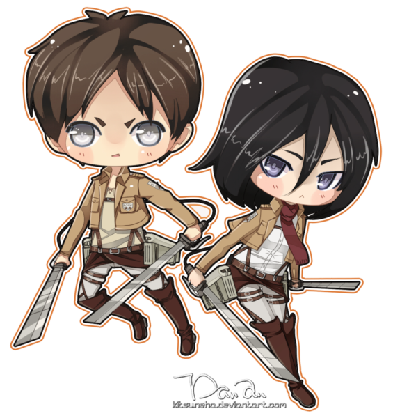 Аниме атака титанов Чиби