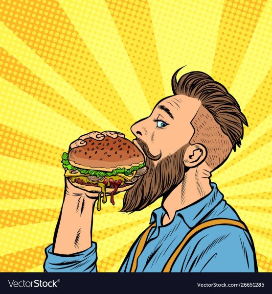 Человек с бургером иллюстрация