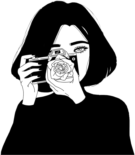Нарисованная девушка с фотоаппаратом