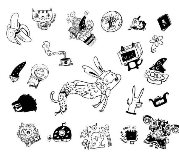 Стикеры чёрно белые