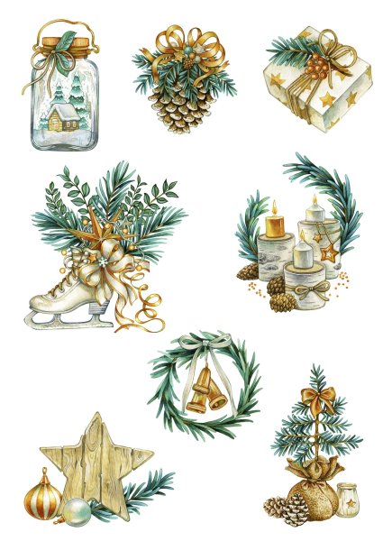 Акварельные новогодние элементы