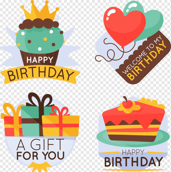 Стикеры с днем рождения вектор