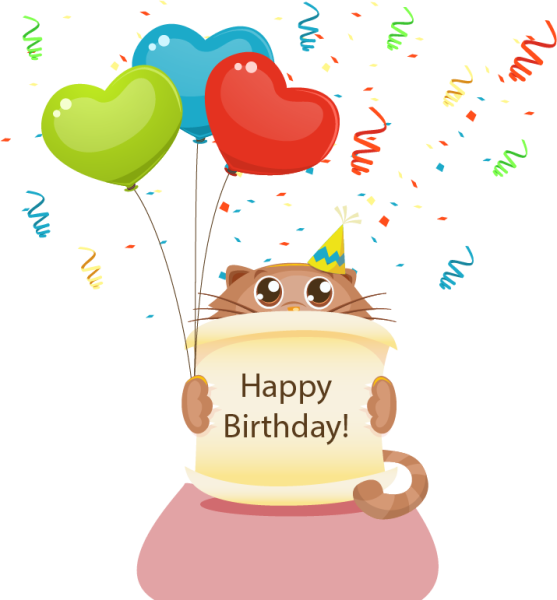 Котик с тортом вектор