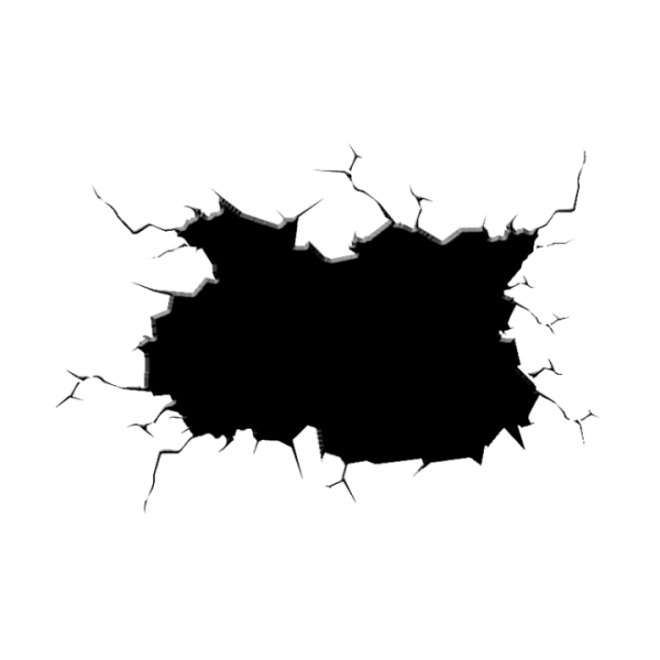 Дырка в стене на прозрачном фоне