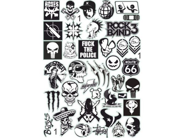 Наклейки черно белые