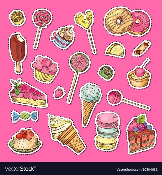 Сладости цветные наклейки