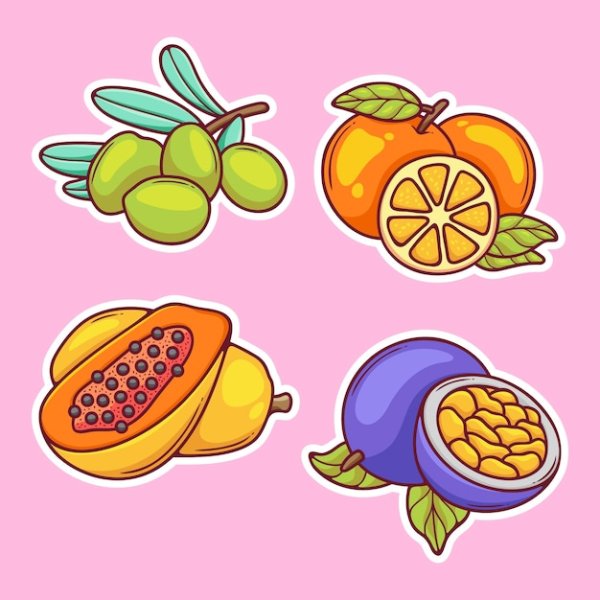 Круглые фрукты в разрезе