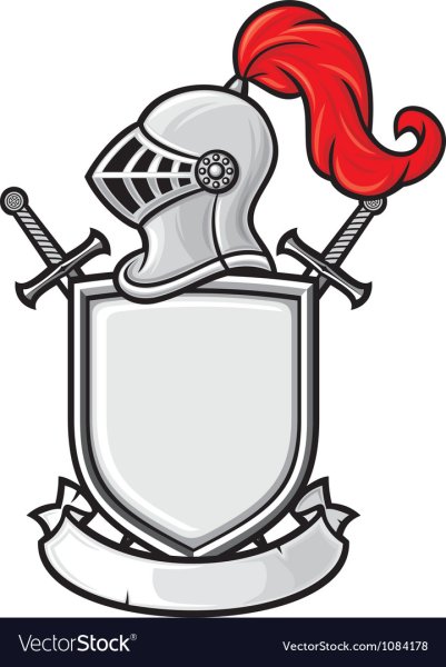 Рыцарские шлемы и щиты с гербами