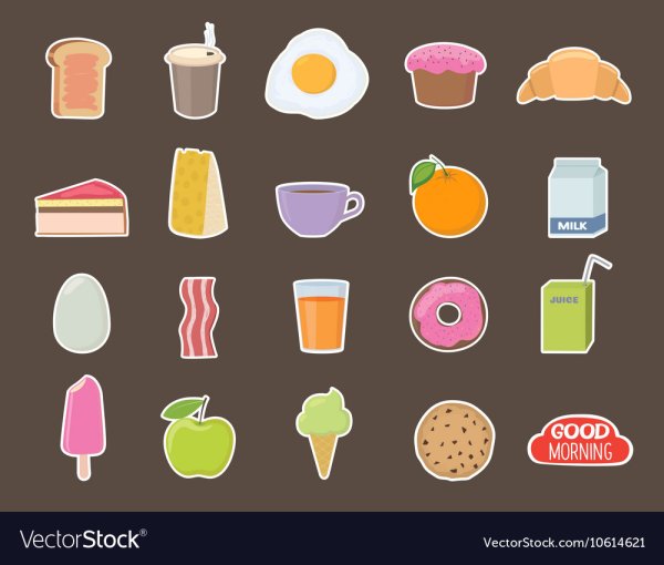 Наклейки еда завтрак