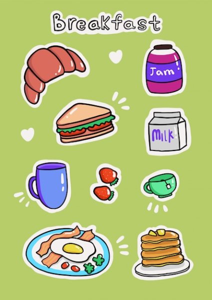 Наклейки завтрак