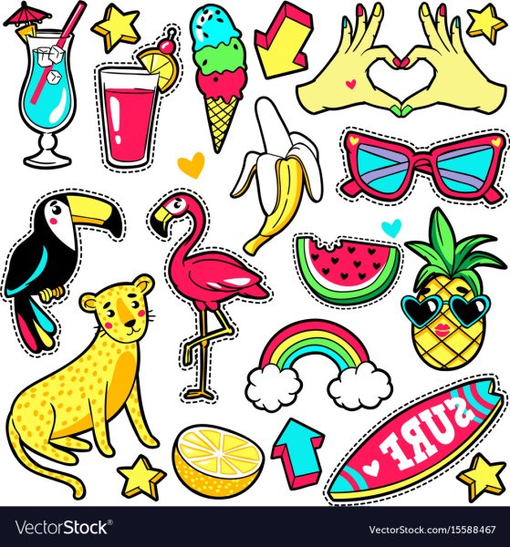 Тукан Фламинго лето Стикеры наклейки