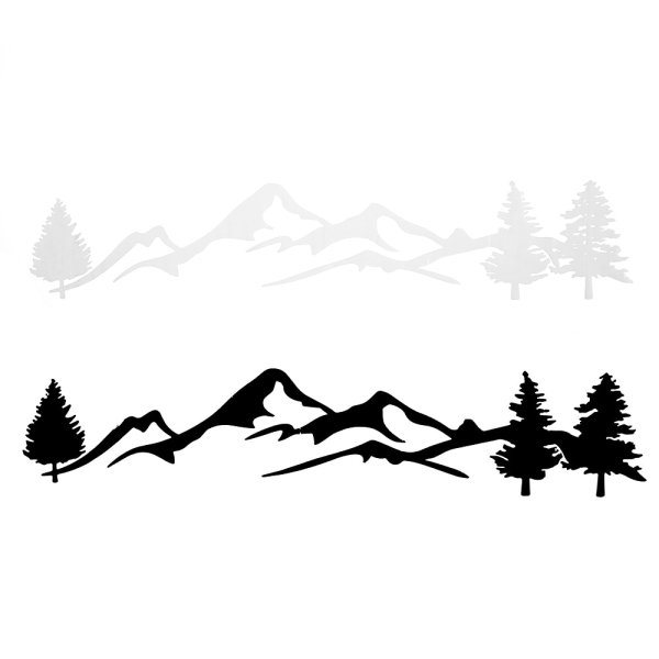 Силуэты гор и лесов