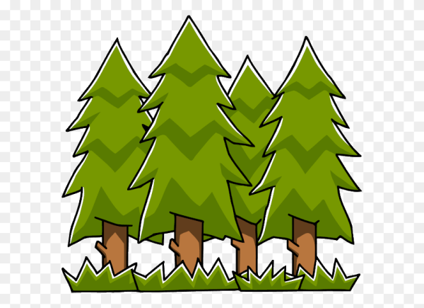 Еловый лес на прозрачном фоне