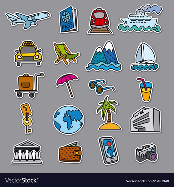 Туристические Стикеры вектор