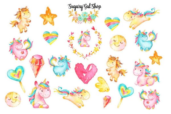 Милые Стикеры в виде Единорожки