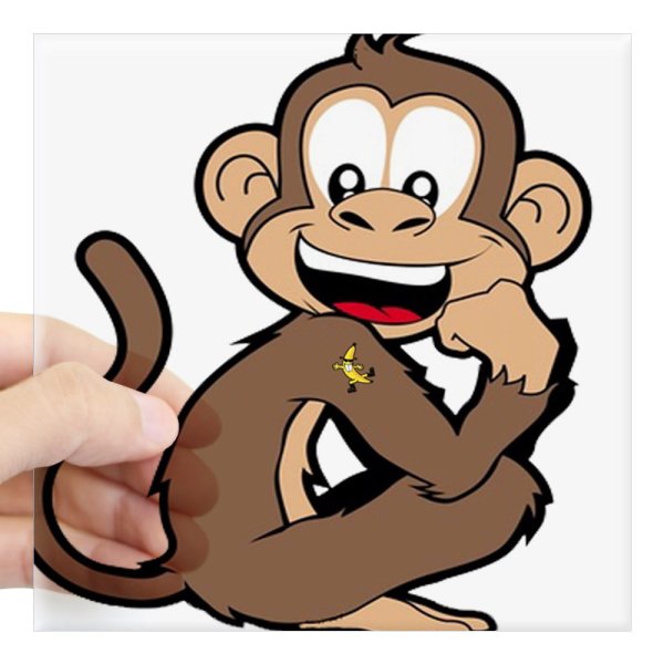 Стикер обезьяна с тарелками