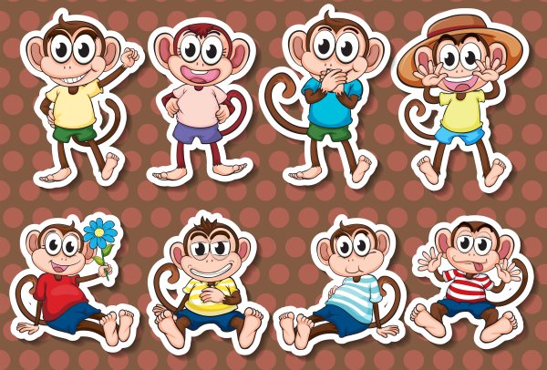 Наклейки "обезьянка"