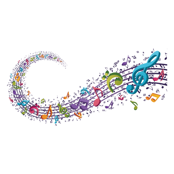 Цветные нотки на прозрачном фоне